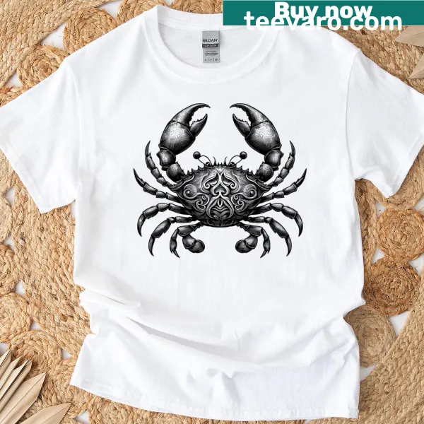 Cancer Sign Inspiring Crab T-shirt with artistic crab illustration
