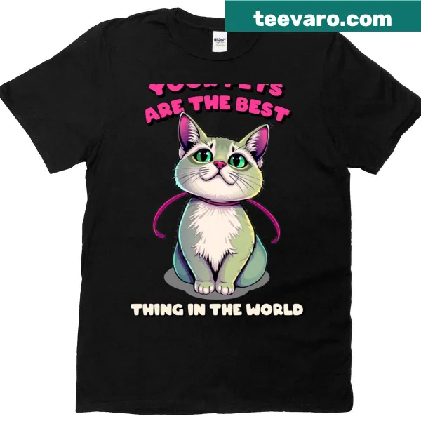 Cute Cat Pet T-shirt with whimsical feline illustration
