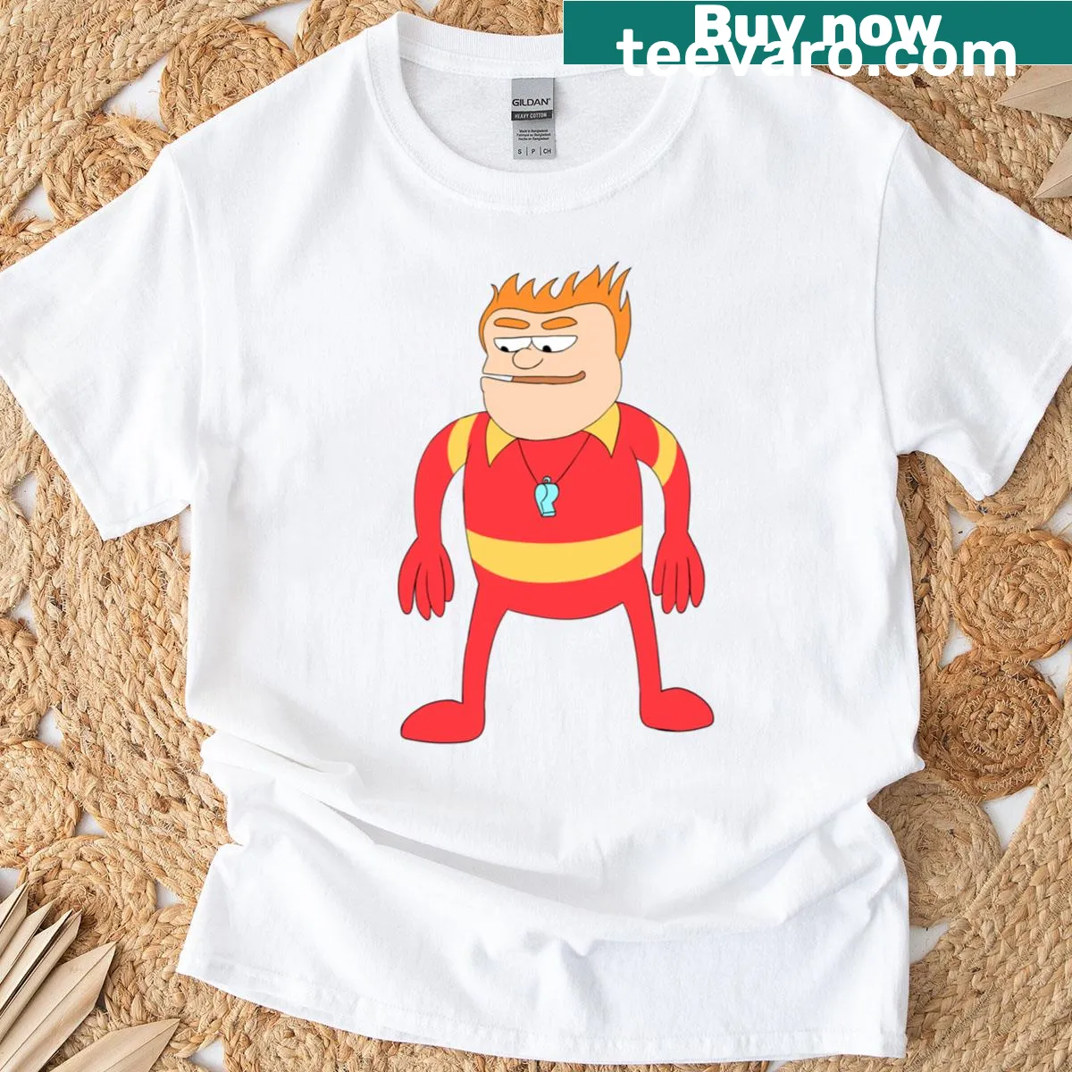 Vintage-style t-shirt featuring Coach McGuirk from animated series — on a men's t-shirt