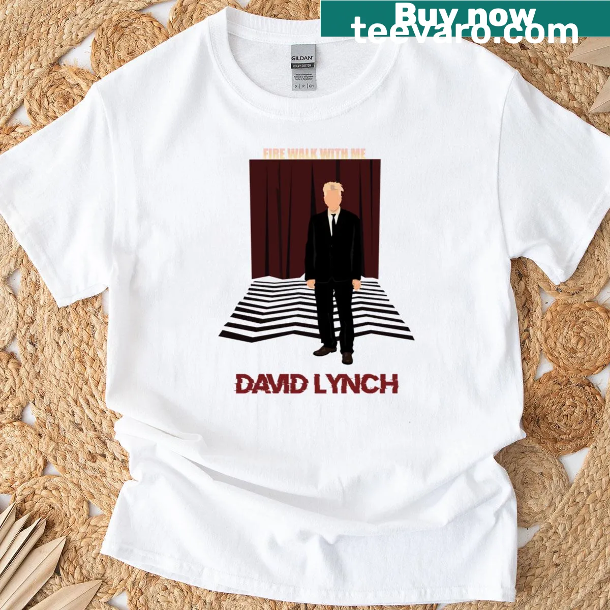 Typographic design honoring David Lynch on T-shirt. — on a men's t-shirt