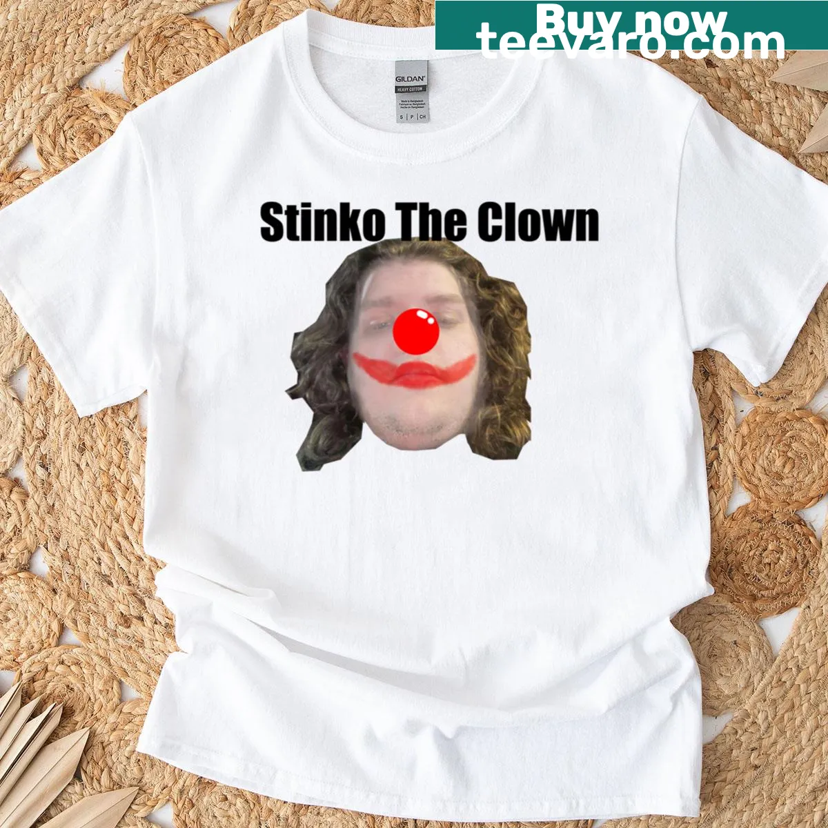 Cartoon T-shirt featuring a humorous clown inspired by Drake — on a men's t-shirt