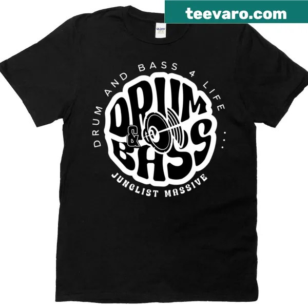 White T-shirt featuring a speaker icon representing drum and bass music
