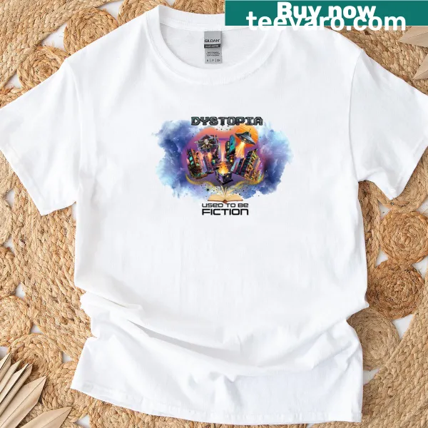 Dystopian statement t-shirt with bold typography.