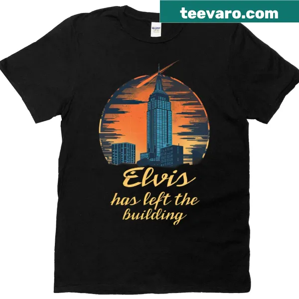 T-shirt featuring the phrase Elvis Has Left The Building