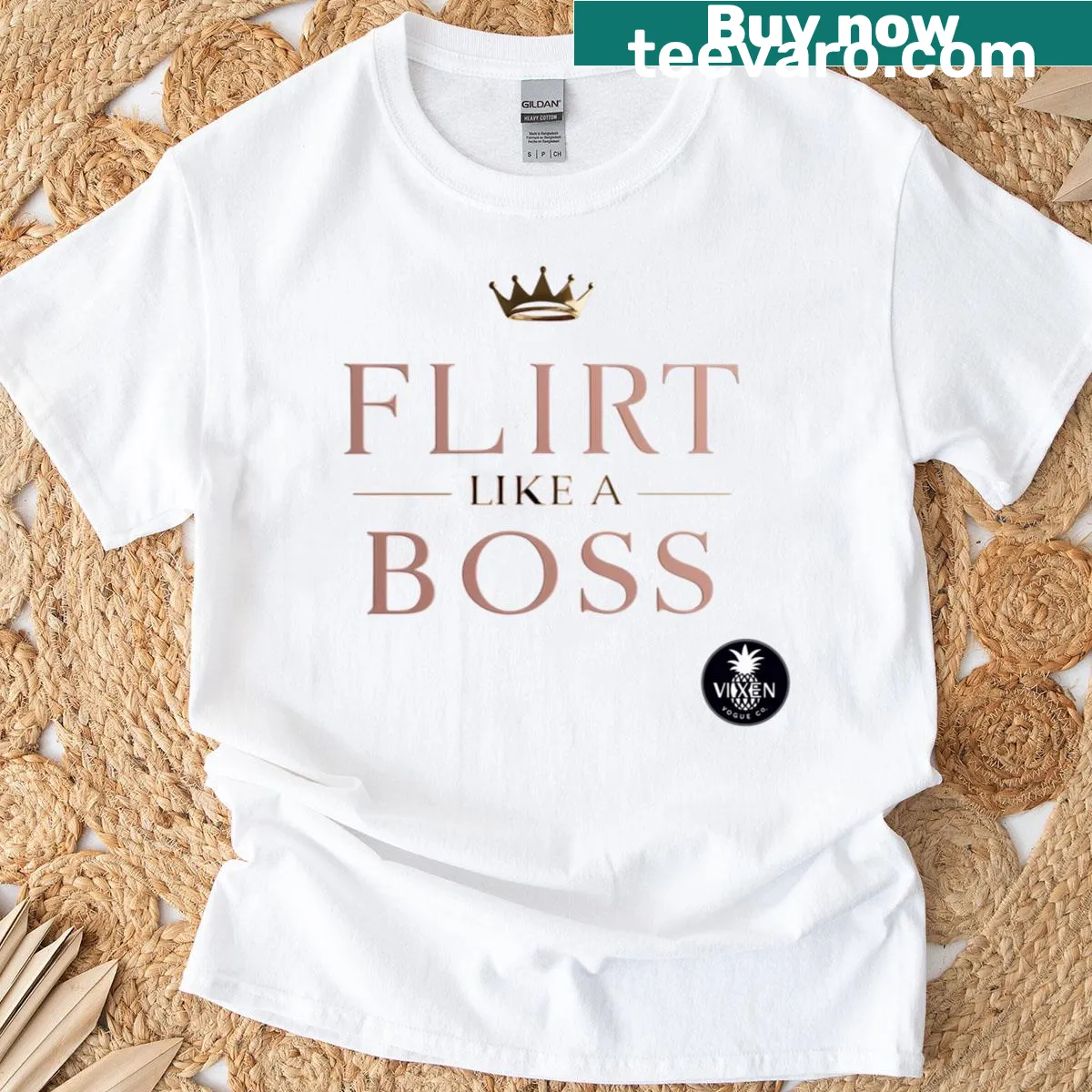 Cartoon T-shirt with the phrase Flirt Like A Boss — on a men's t-shirt