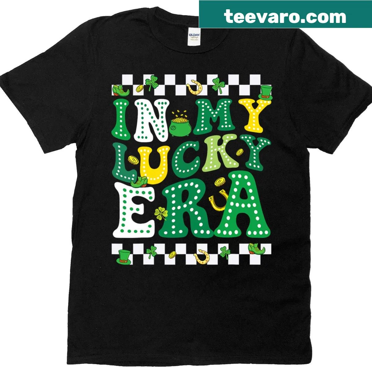 St. Patrick's Day kid's t-shirt with shamrock and funny text — on a men's t-shirt