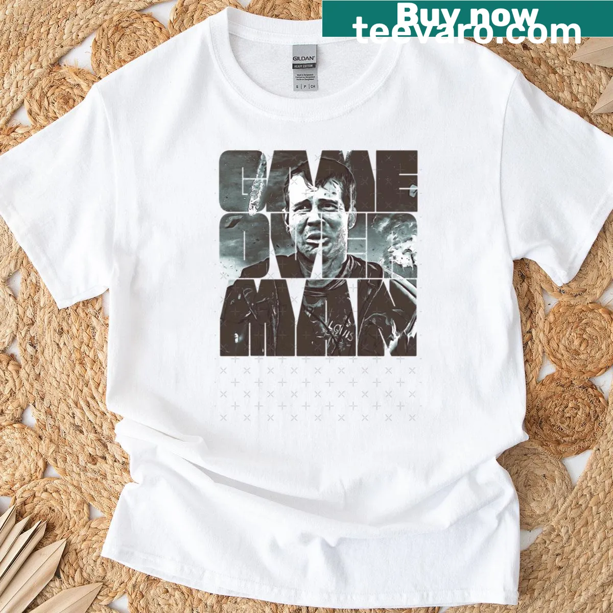 Simple t-shirt with 'Game Over' typography — on a men's t-shirt