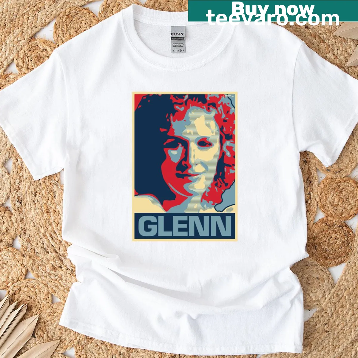 Minimalist Glenn T-shirt featuring a simple text design — on a men's t-shirt