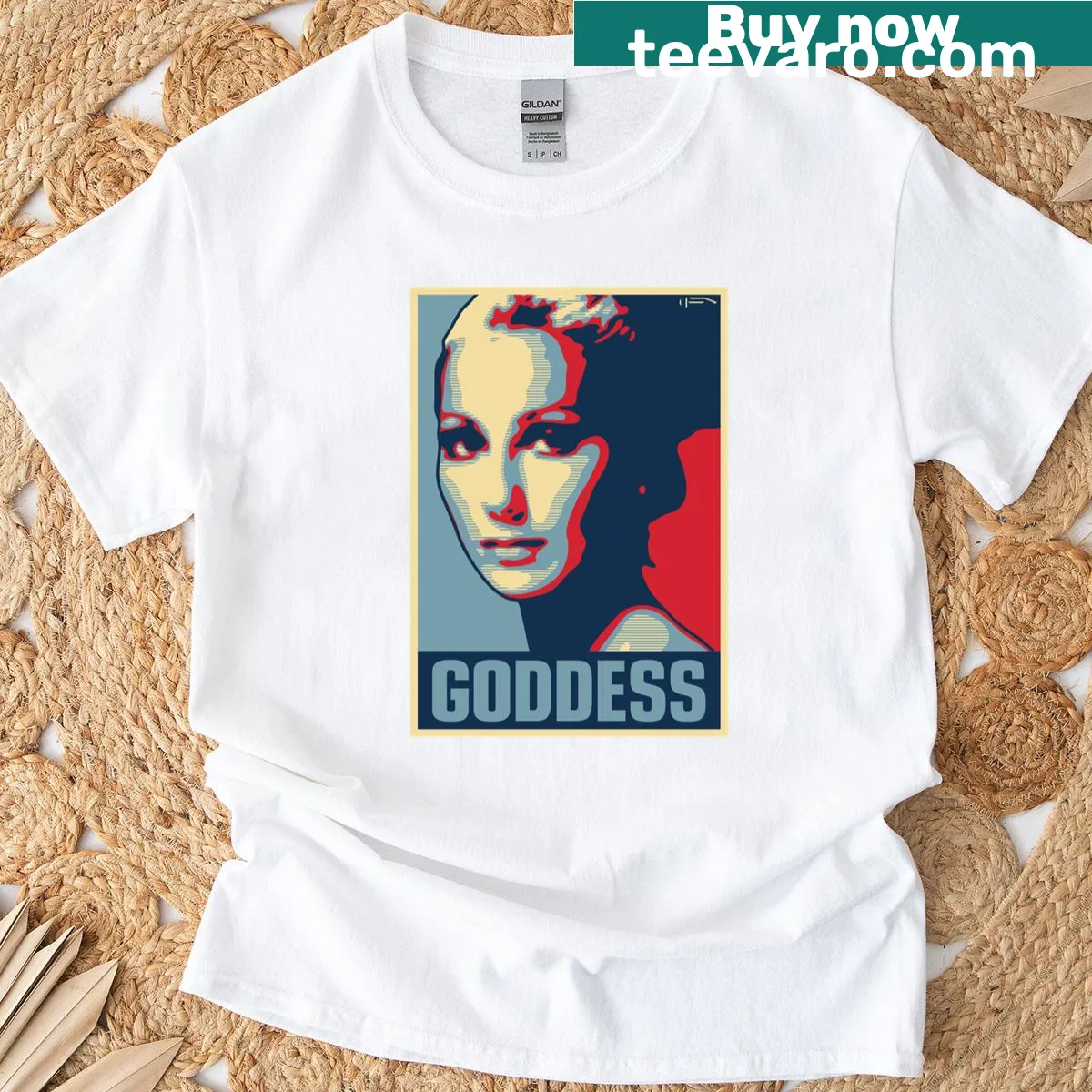 Artistic Goddess T-shirt with empowering illustration — on a men's t-shirt