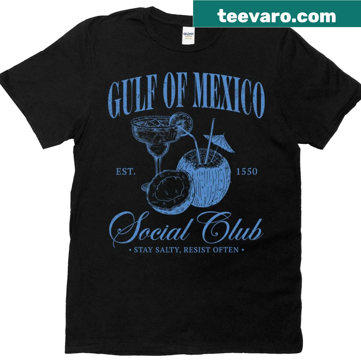 Vintage Gulf Of Mexico Social Club Est 1550 t-shirt — on a men's t-shirt