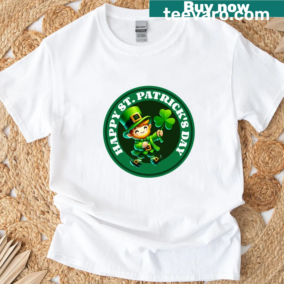 Playful leprechaun illustration for St. Patrick's Day t-shirt — on a men's t-shirt