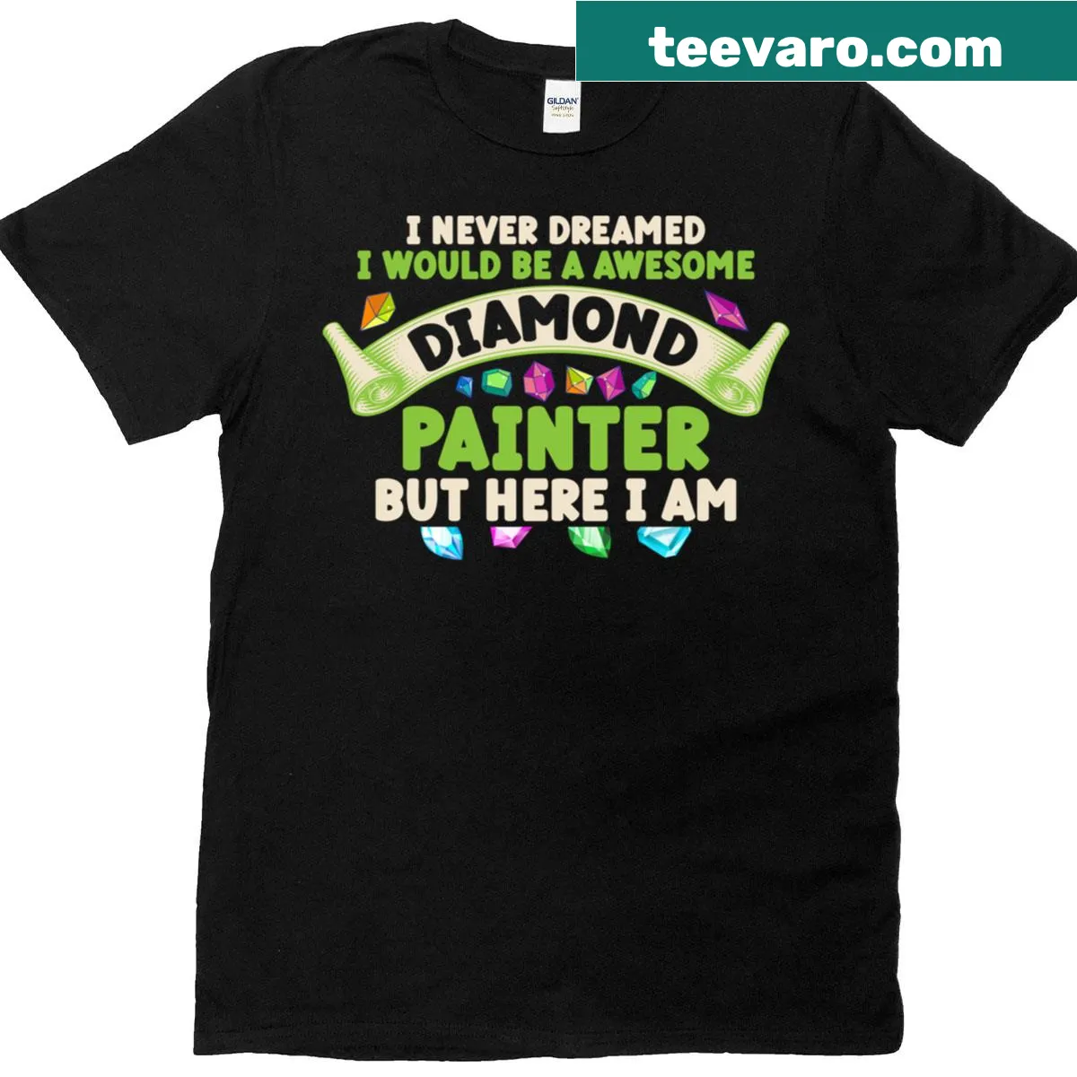 Inspirational t-shirt about diamond painting with motivational text — on a men's t-shirt
