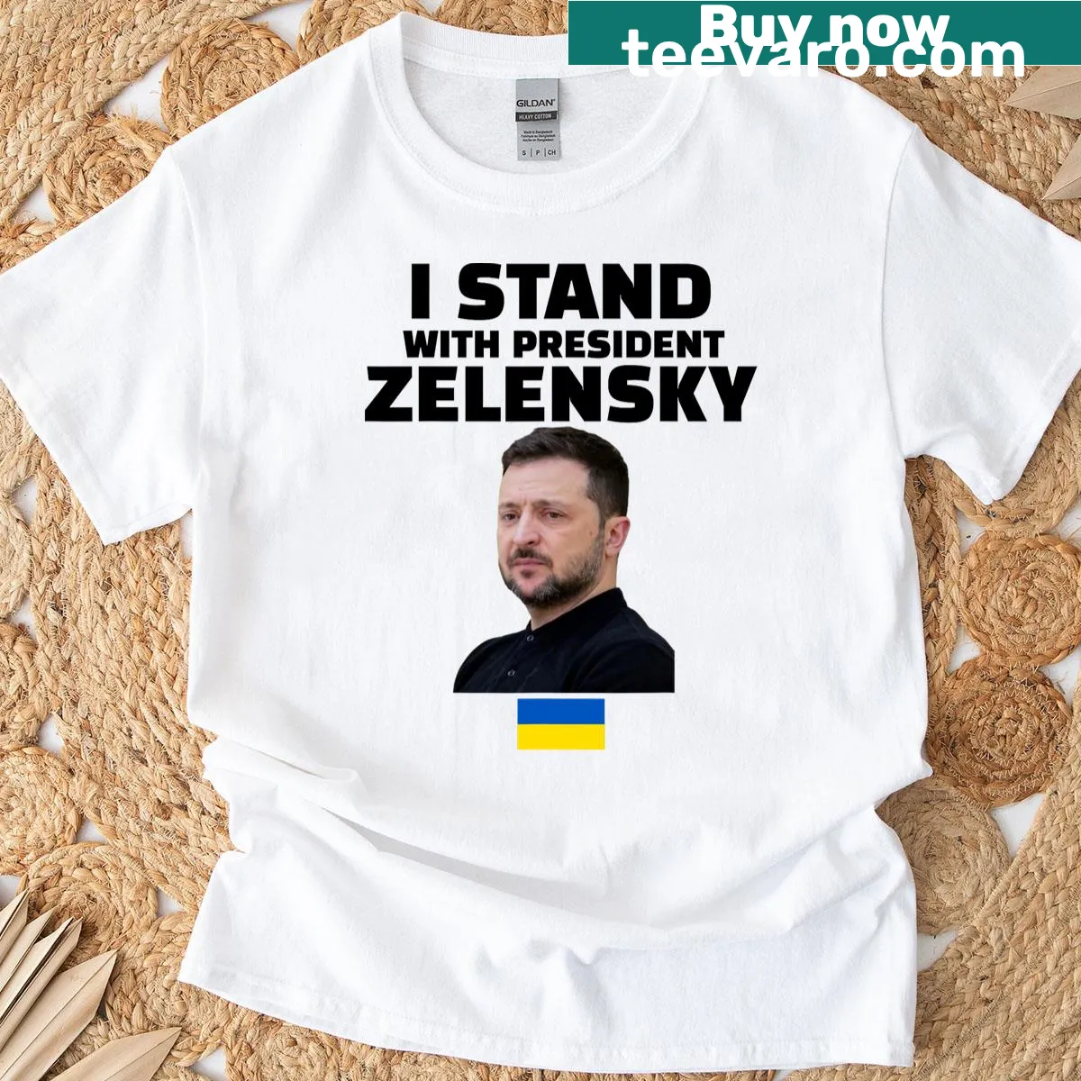 Supportive T-shirt for President Zelensky and Ukraine — on a men's t-shirt