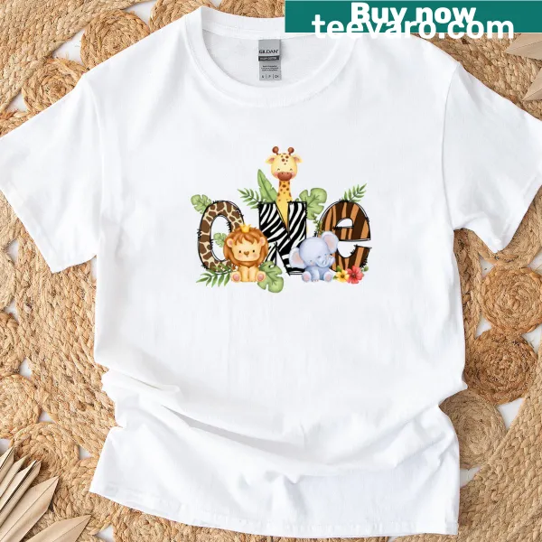 First birthday T-shirt with a jungle safari theme for kids