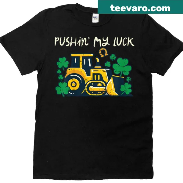 Kids t-shirt featuring a bulldozer design for St. Patrick's Day