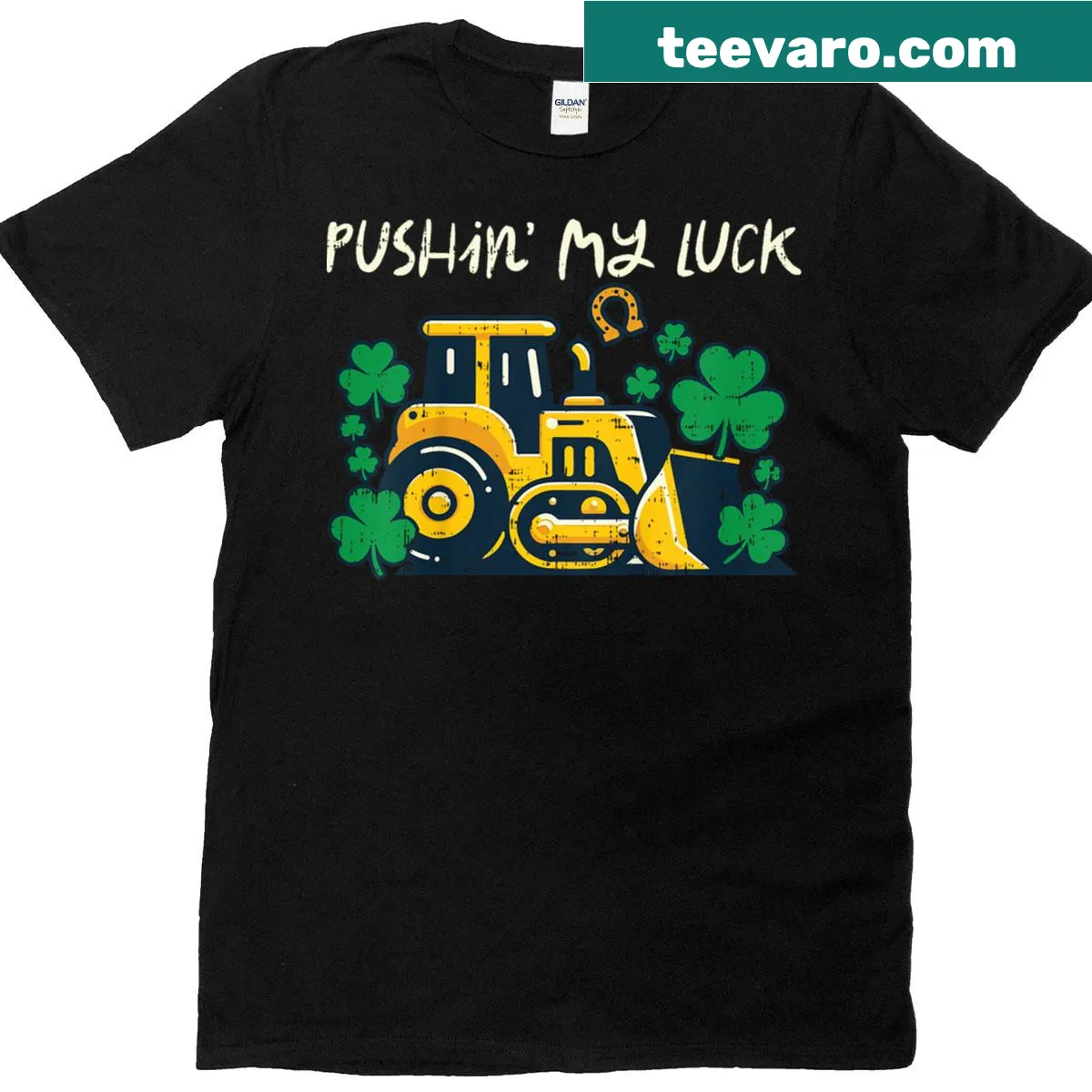 Kids t-shirt featuring a bulldozer design for St. Patrick's Day — on a men's t-shirt
