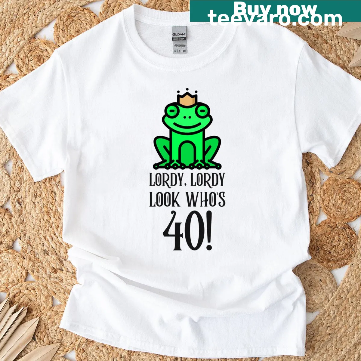 Funny T-shirt for turning 40 with the phrase 'Lordy Lordy Look Who's 40!' — on a men's t-shirt
