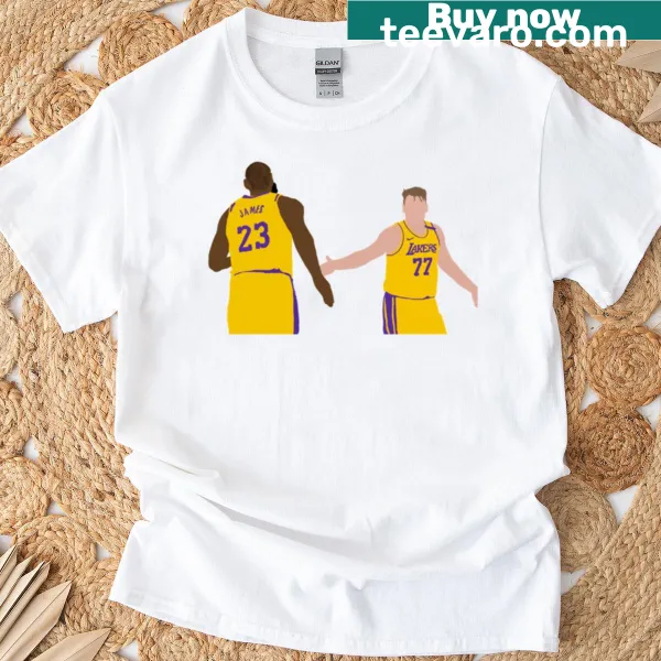 T-shirt featuring the names Luka Doncic and LeBron James