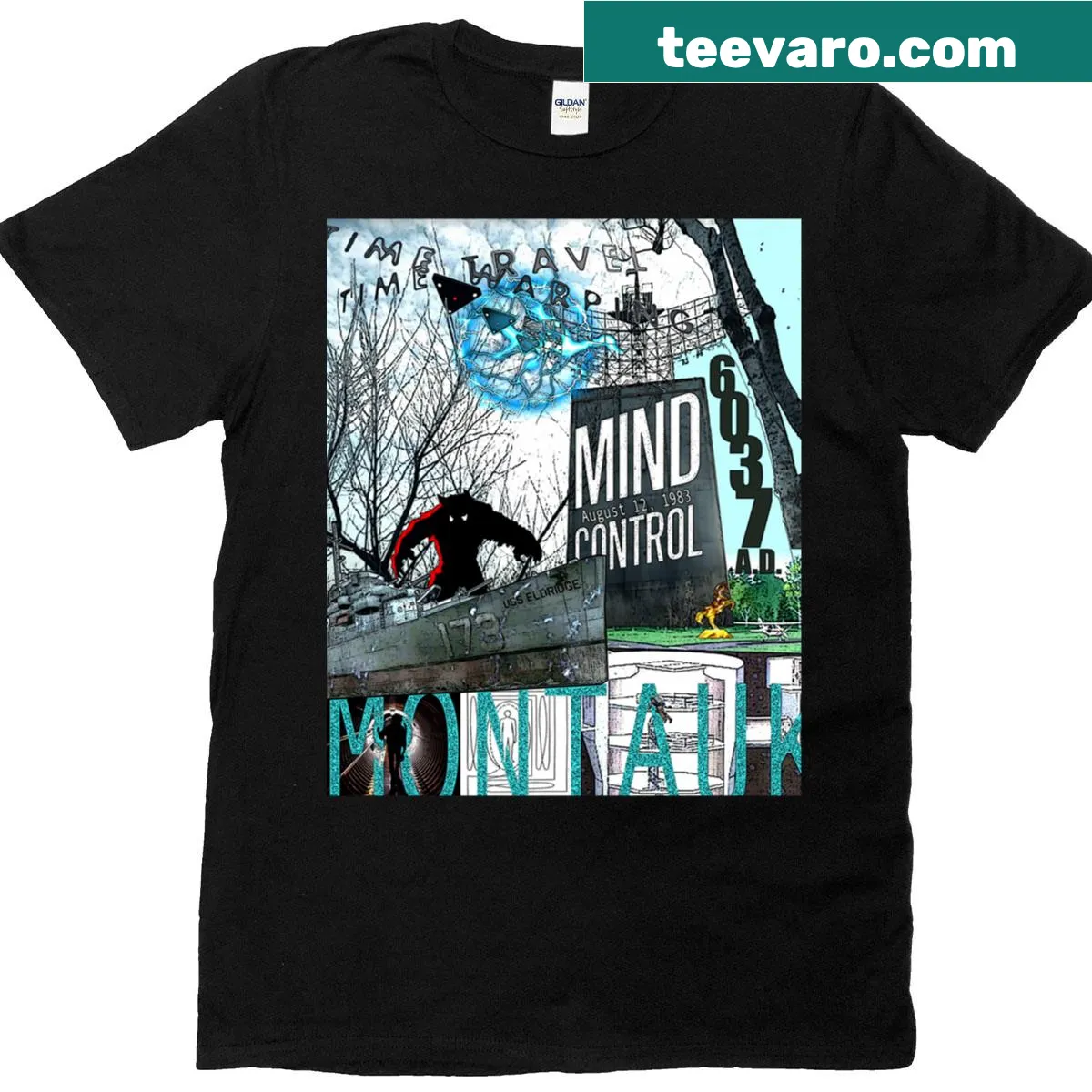 Futuristic time control graphic on a t-shirt for gamers — on a men's t-shirt