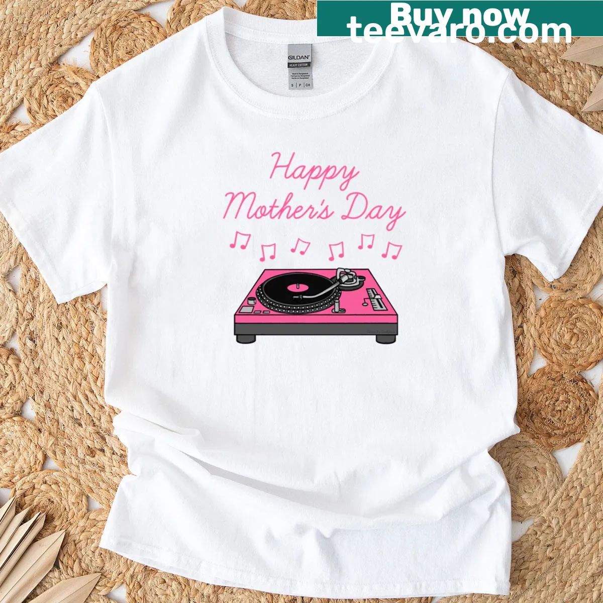 Musical notes and a tribute text on a Mother's Day T-shirt — on a men's t-shirt