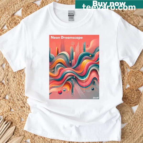 Vibrant neon abstract graphic on a playful t-shirt
