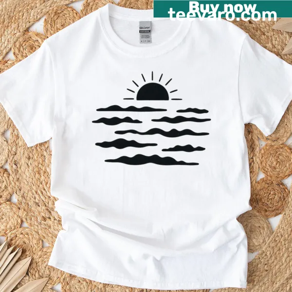 Serene ocean-themed t-shirt illustration
