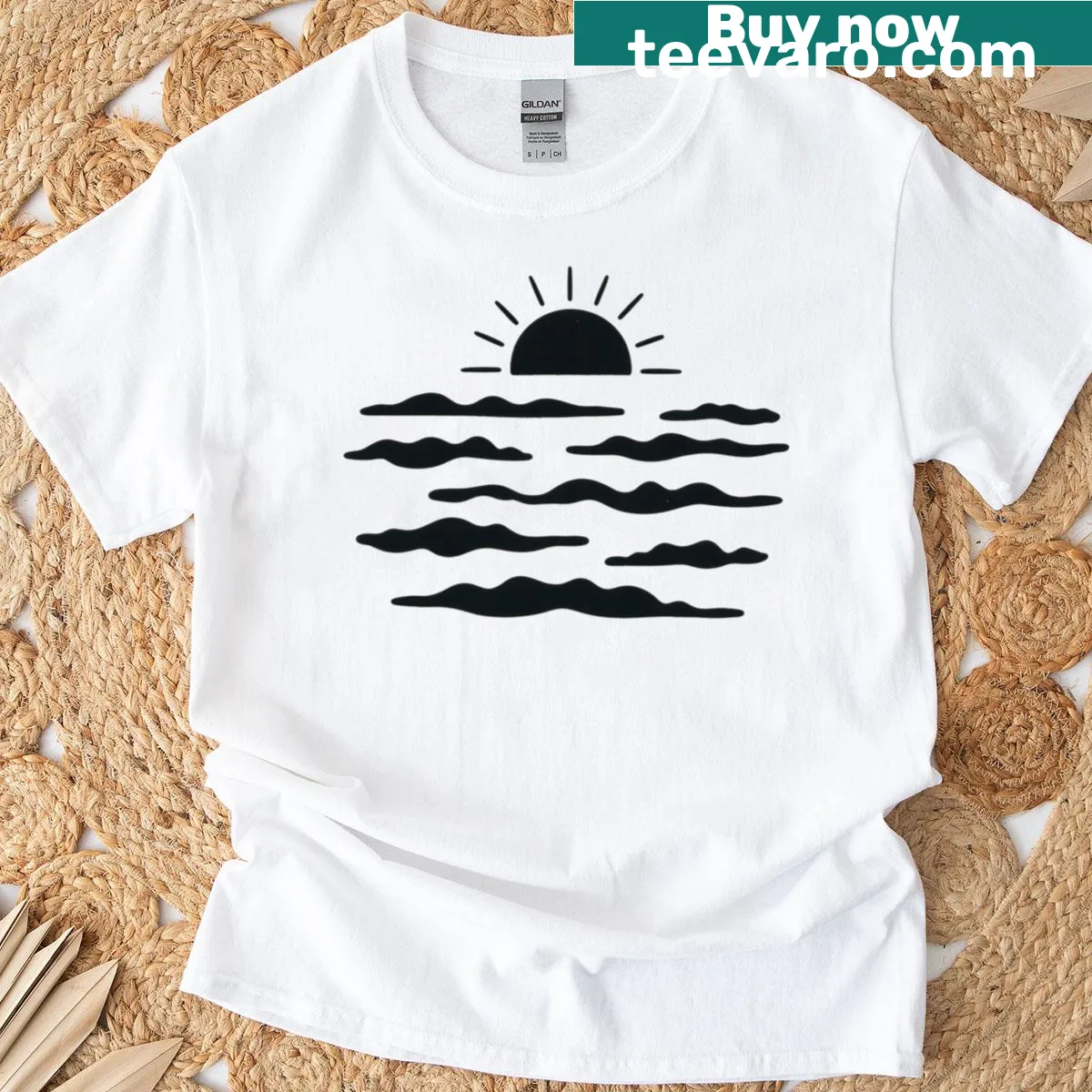 Serene ocean-themed t-shirt illustration — on a men's t-shirt