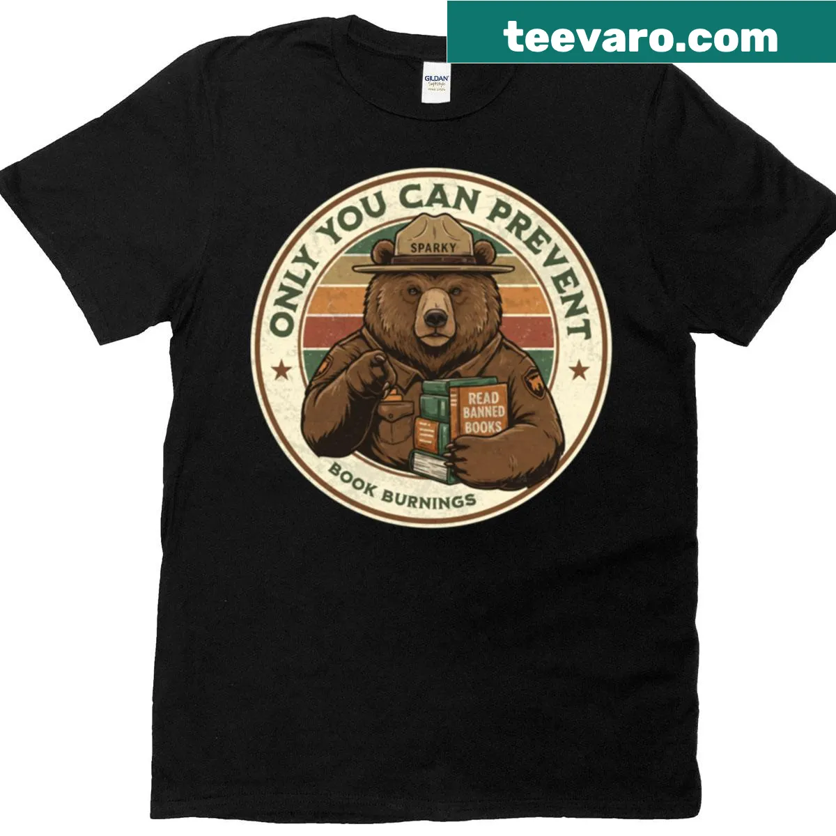 Inspirational t-shirt promoting reading banned books — on a men's t-shirt