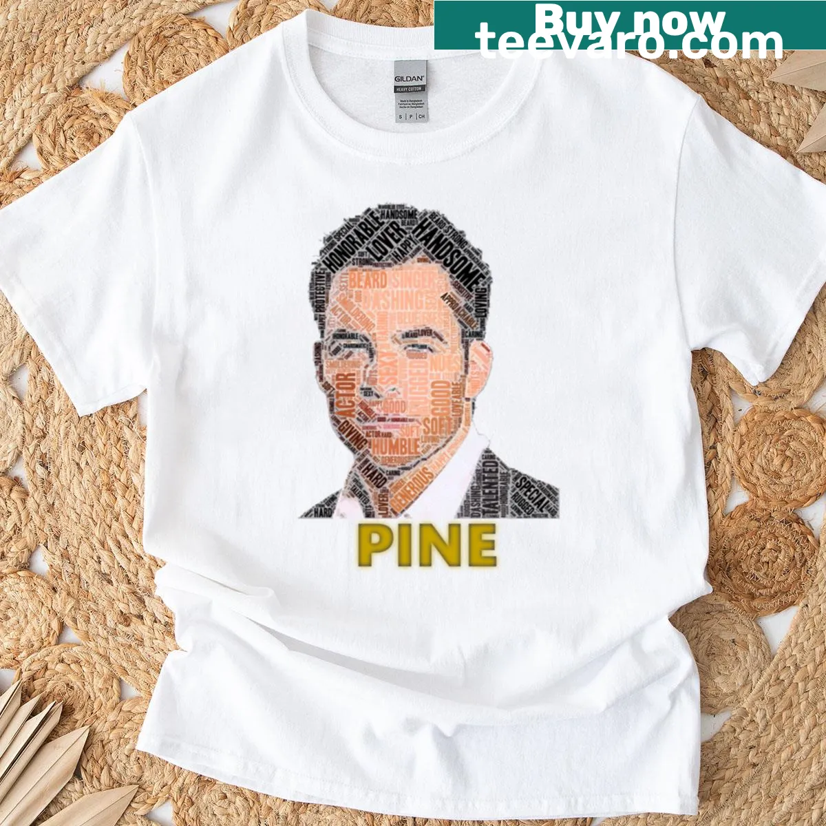 Illustrated T-shirt featuring a pine tree design — on a men's t-shirt