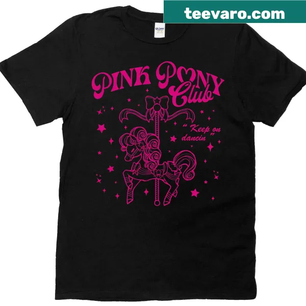 Playful girls t-shirt with a pony in heels and disco theme