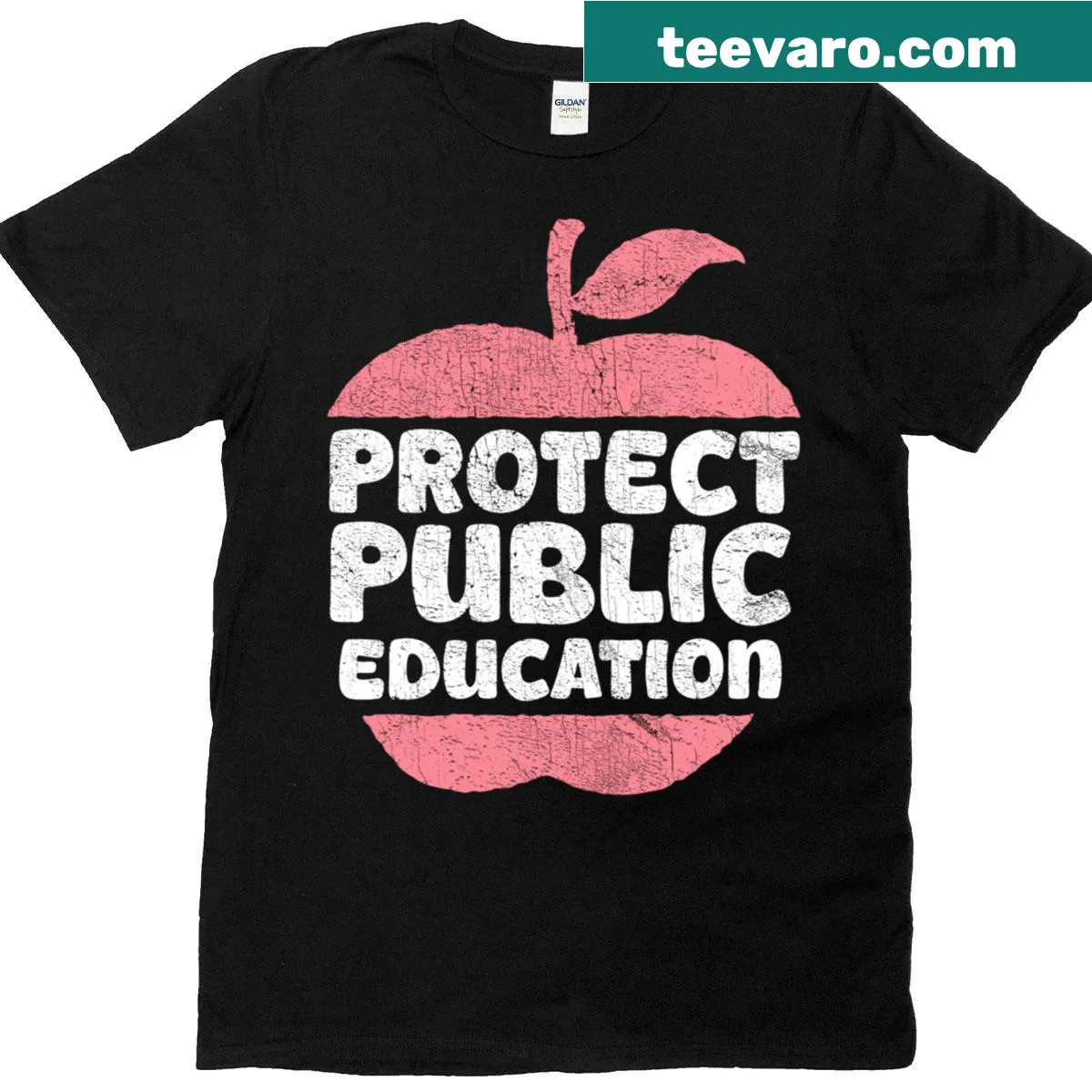 Bold t-shirt advocating for public education with typographic design — on a men's t-shirt