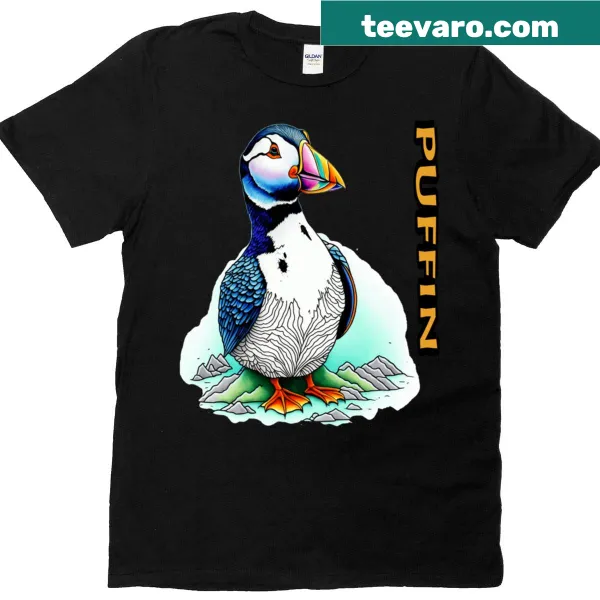 T-shirt featuring a puffin graphic