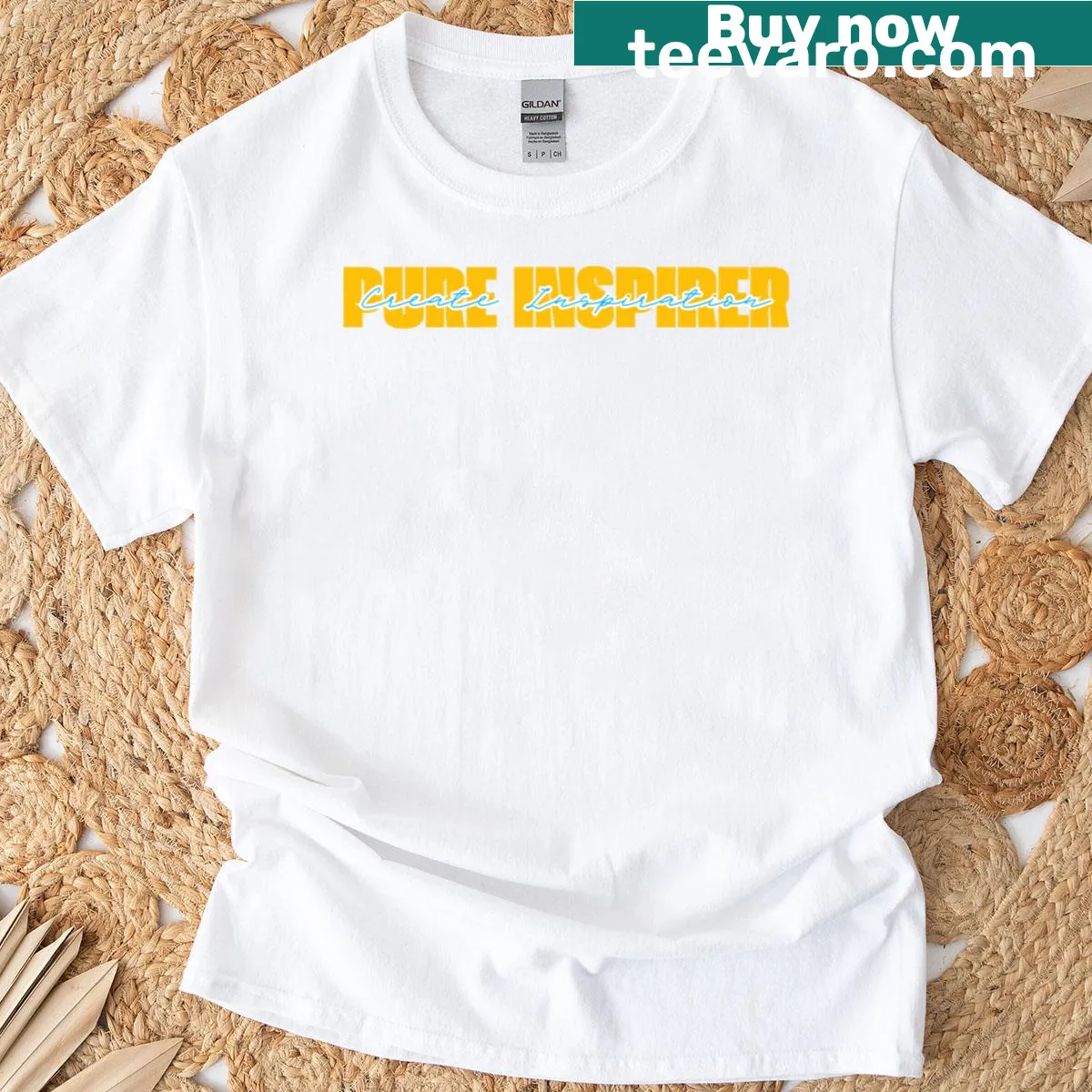Inspirational T-shirt with the phrase 'Pure Inspirer Create Inspiration.' — on a men's t-shirt