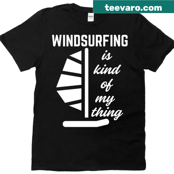 Retro abstract windsurfing T-shirt with playful slogan