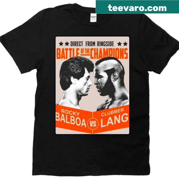 Retro movie poster design T-shirt featuring Rocky vs. Clubber Lang