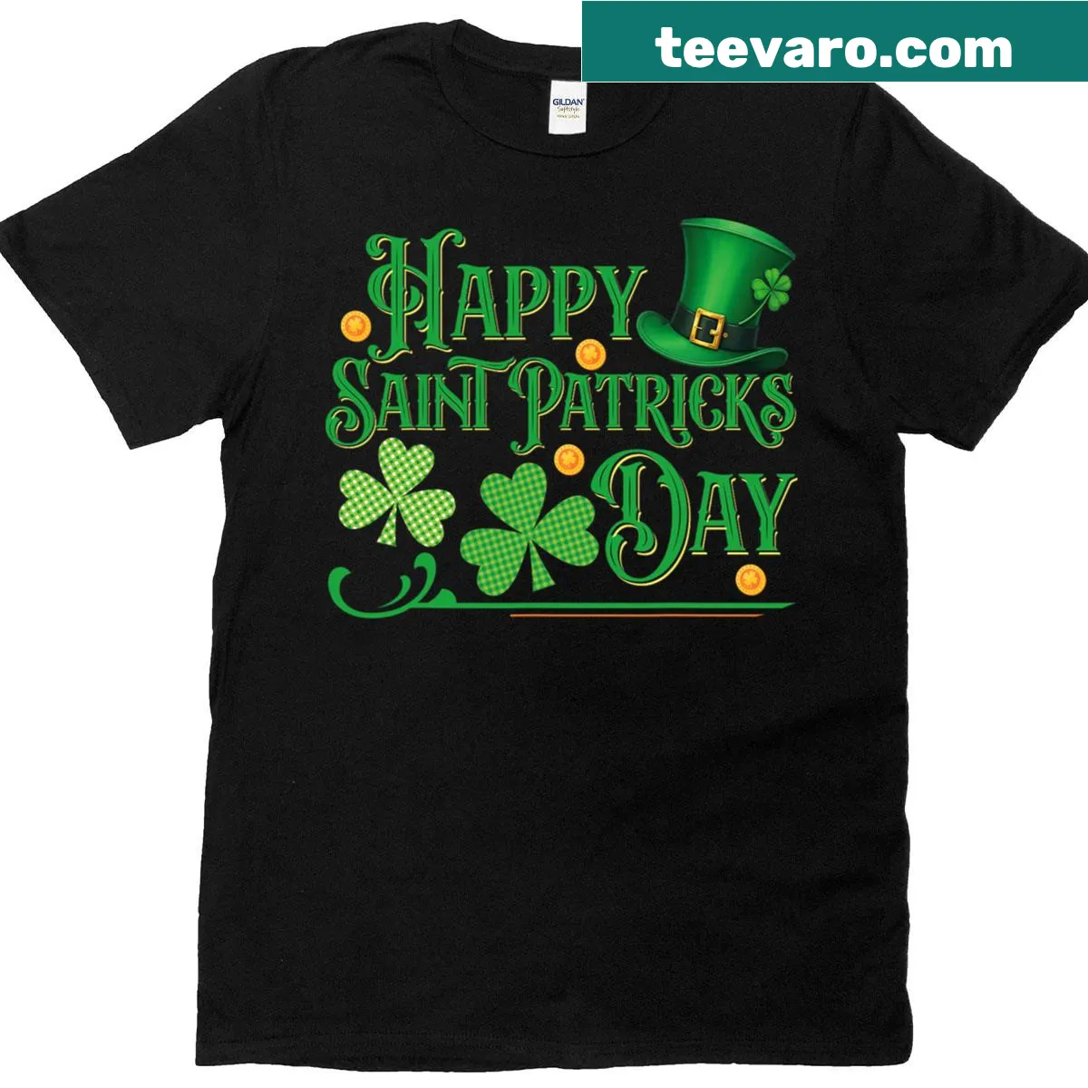 Happy Saint Patricks Day Shamrock t-shirt for men and kids — on a men's t-shirt