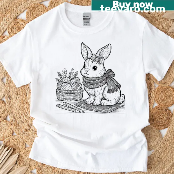 Adorable Easter Bunny T-shirt with festive illustrations