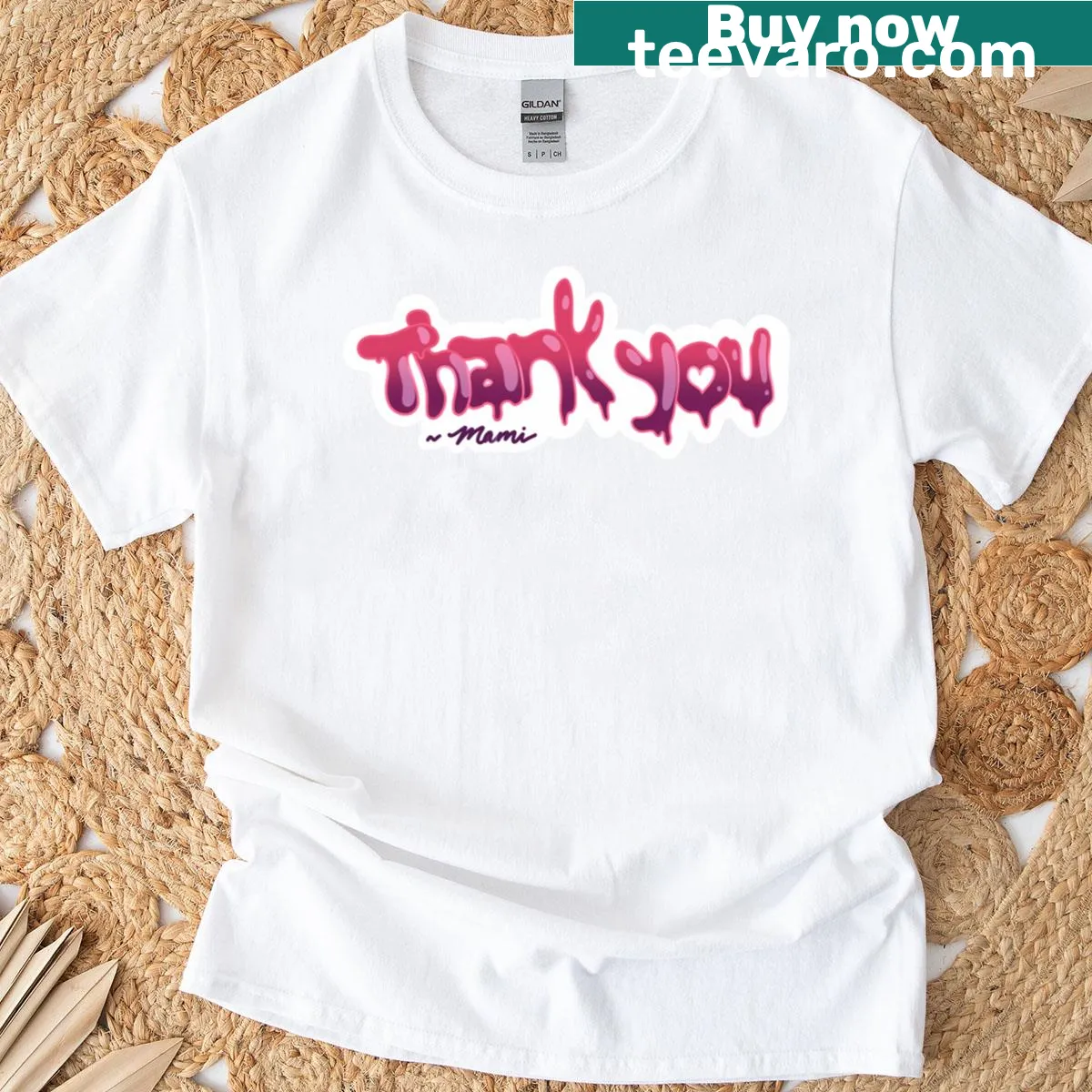Thank You Mami T-shirt with heartfelt typography design — on a men's t-shirt