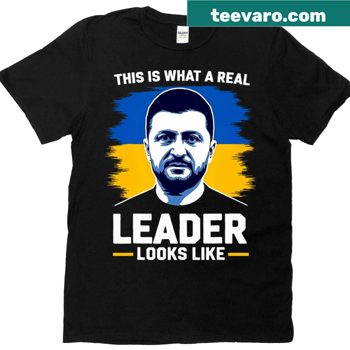 Anti-Trump shirt with text: 'This Is What A Real Leader Looks Like' — on a men's t-shirt