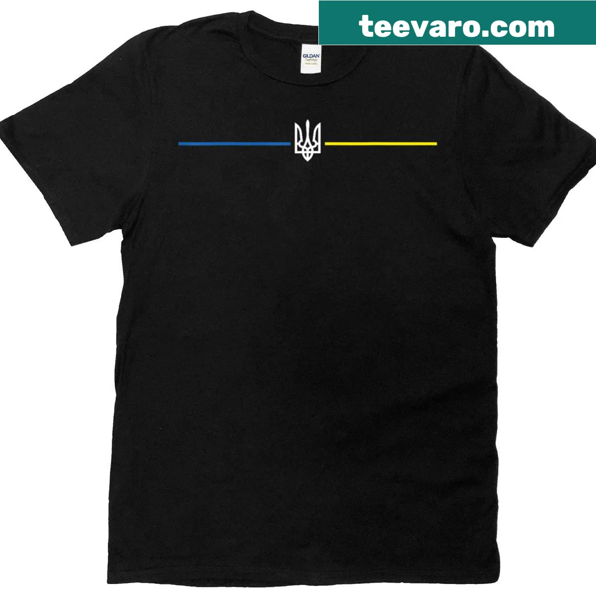 Ukraine Tryzub and Zelensky graphic on a T-shirt — on a men's t-shirt