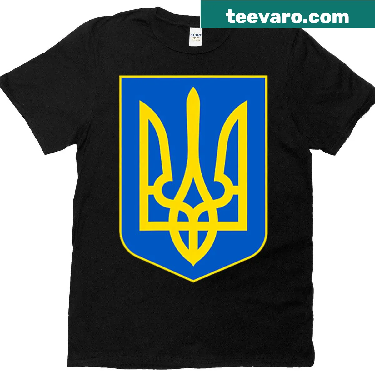Slava Ukraini phrase on a Ukrainian-themed T-shirt — on a men's t-shirt