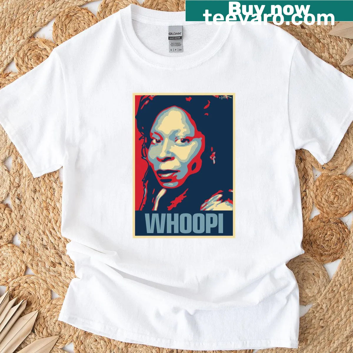 T-shirt with bold text saying Whoopi, conveying humor and fun — on a men's t-shirt