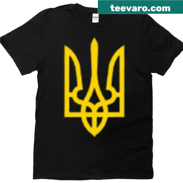 Zelensky t-shirt featuring yellow trident and Ukrainian symbol