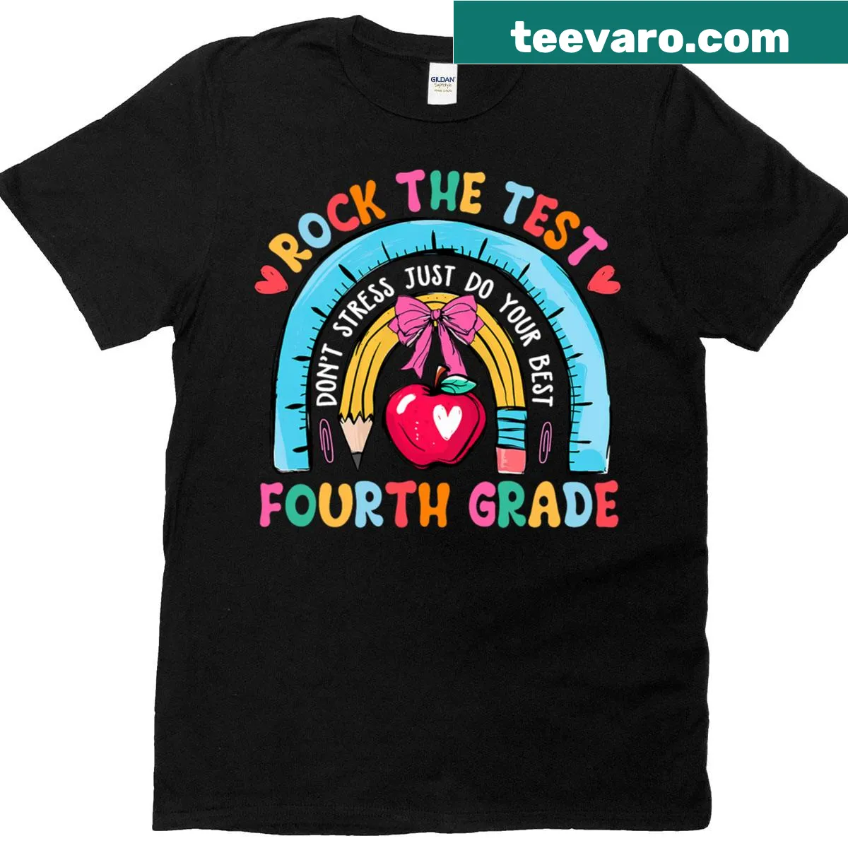 Motivational teacher t-shirt for 4th grade testing day — on a men's t-shirt