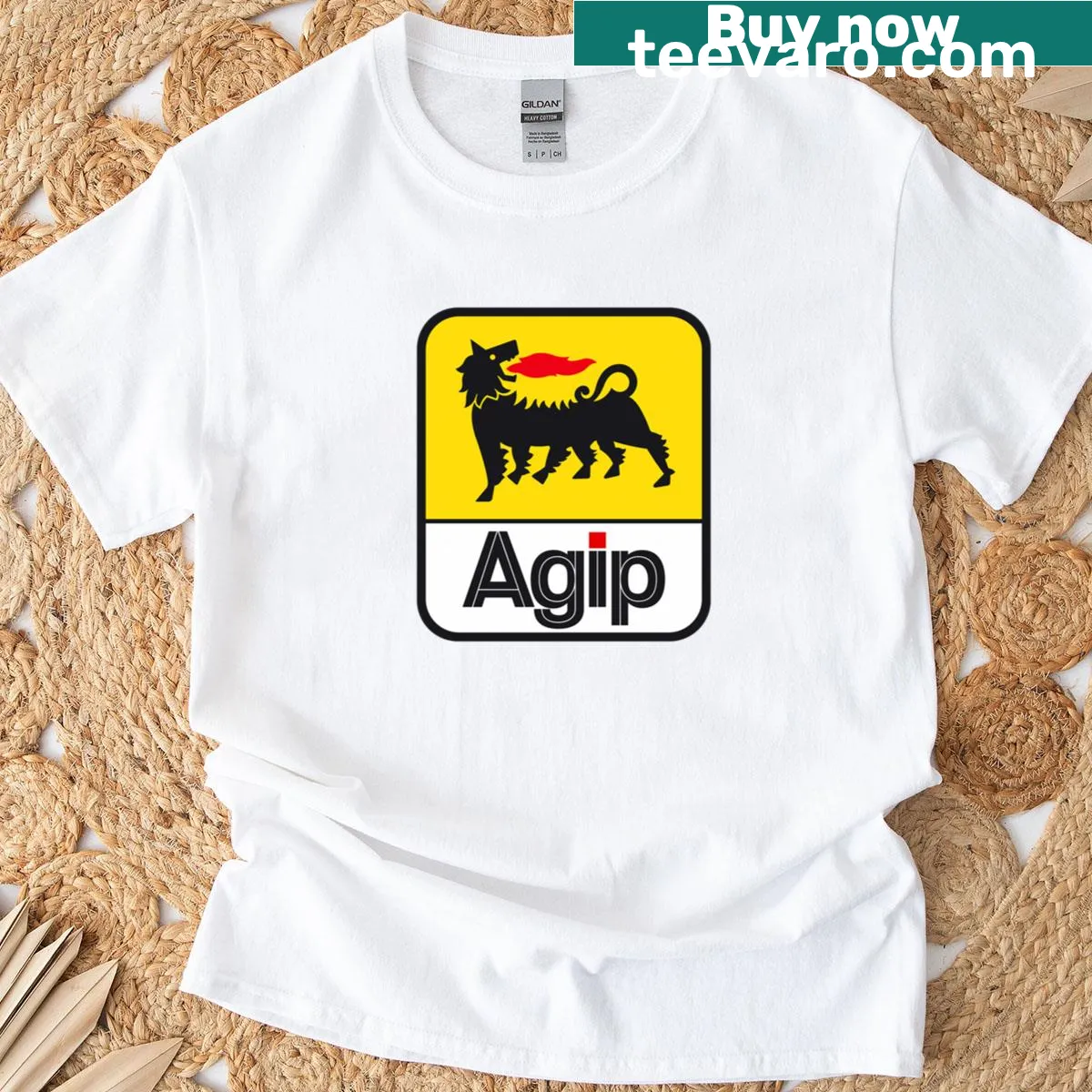 T-shirt featuring the Agip logo in a minimalist design. — on a men's t-shirt
