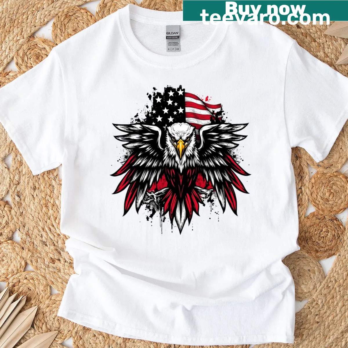 Illustration t-shirt featuring America's falcon — on a men's t-shirt