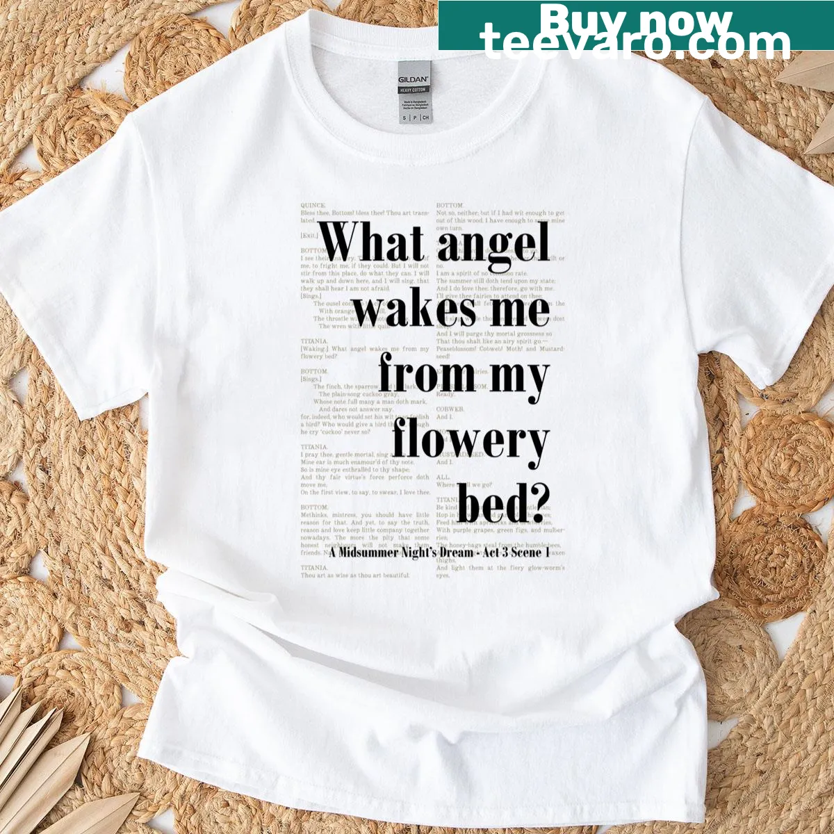 Shakespeare quote T-shirt with elegant typography about waking up. — on a men's t-shirt