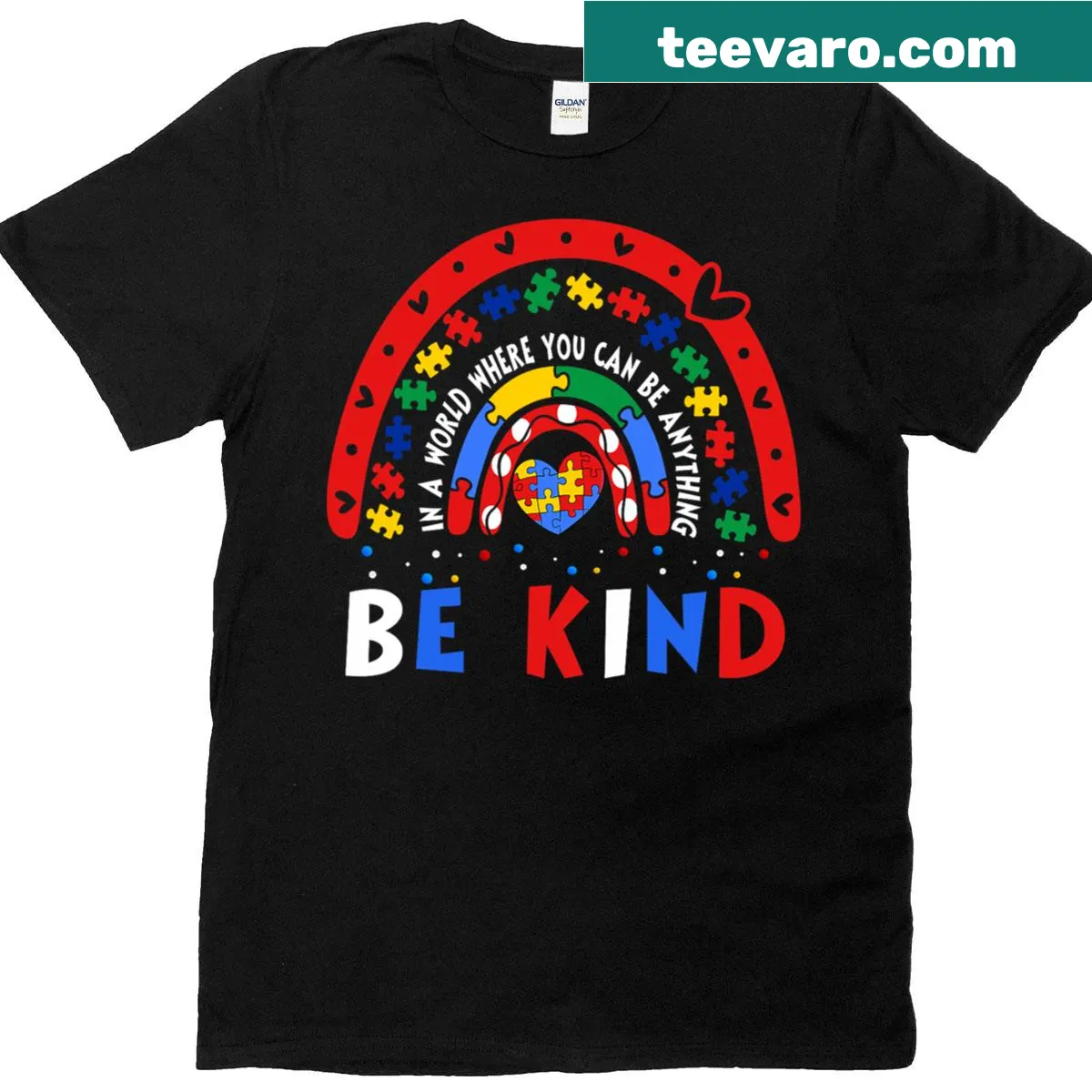 T-shirt designed for autism awareness with a supportive message. — on a men's t-shirt