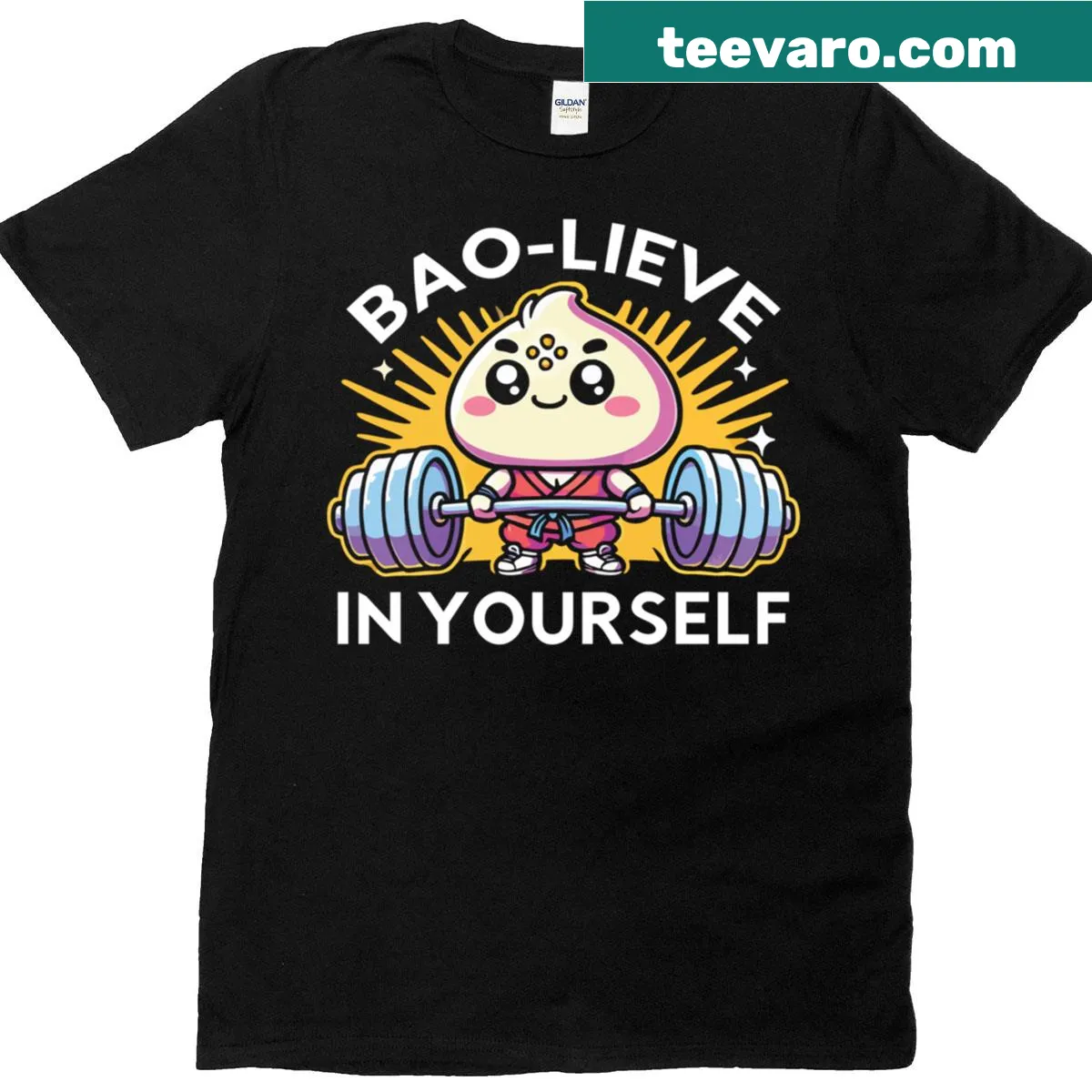 Funny food-themed gym motivation t-shirt with cute typography. — on a men's t-shirt