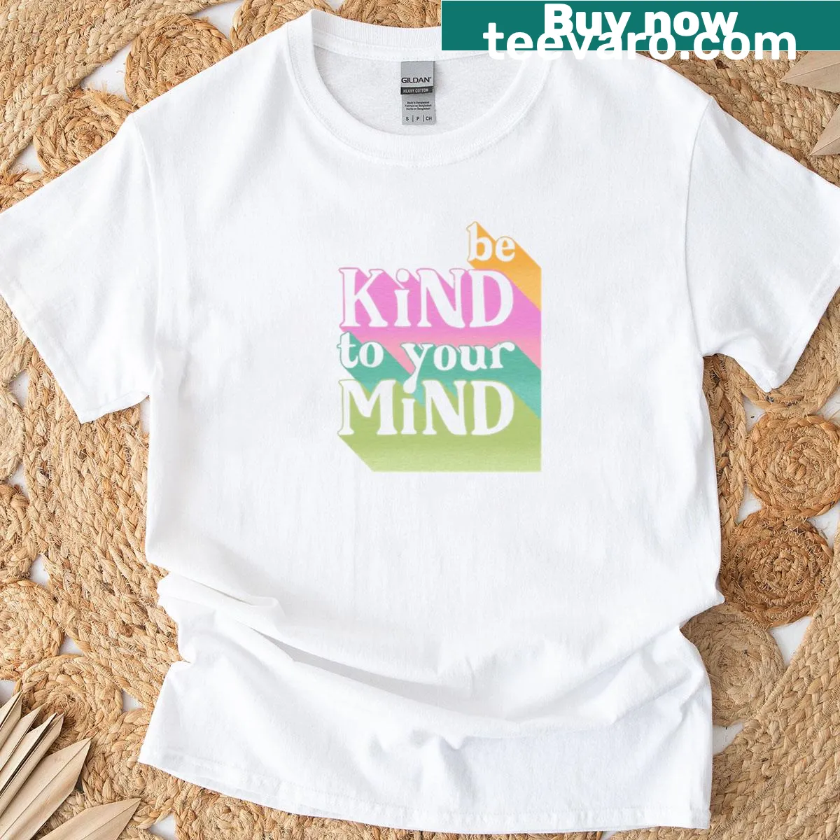 T-shirt with 'Be Kind To Your Mind' message promoting mental wellness — on a men's t-shirt